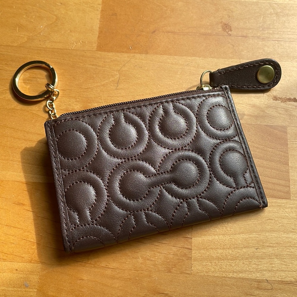 Coach keychain card holder with zipper